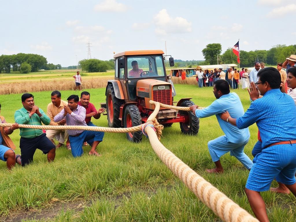 Gép és ember kötélhúzás